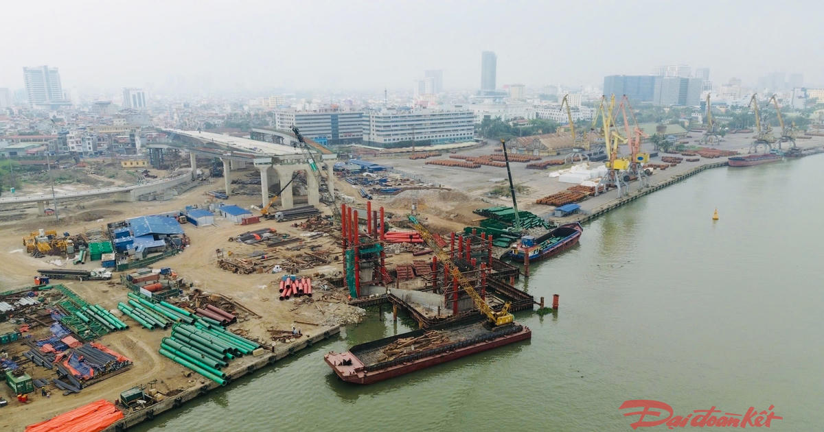 Cận cảnh đại công trường xây dựng cầu dây văng rộng nhất Hải Phòng