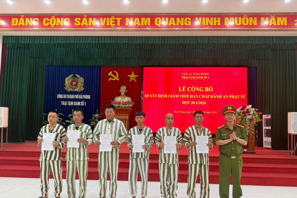 Hải Phòng: Công bố quyết định giảm thời hạn chấp hành án cho 47 phạm nhân