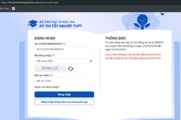 Hôm nay 17/4, thí sinh bắt đầu đăng ký thi thử tốt nghiệp THPT