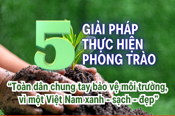 [Infographic] 5 giải pháp triển khai phong trào "Toàn dân chung tay bảo vệ môi trường, vì một Việt Nam xanh - sạch - đẹp"