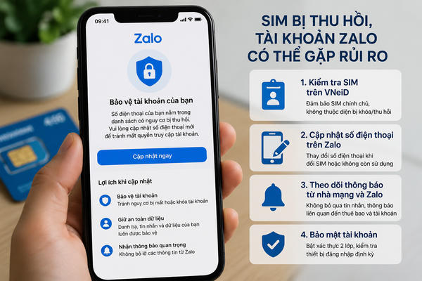 SIM bị thu hồi, tài khoản Zalo có thể gặp rủi ro:Người dùng cần làm gì?