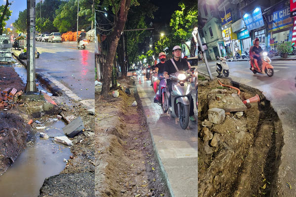 Lát đá vỉa hè ở phường Hà Đông, Hà Nội: Thi công tiềm ẩn nguy cơ mất an toàn