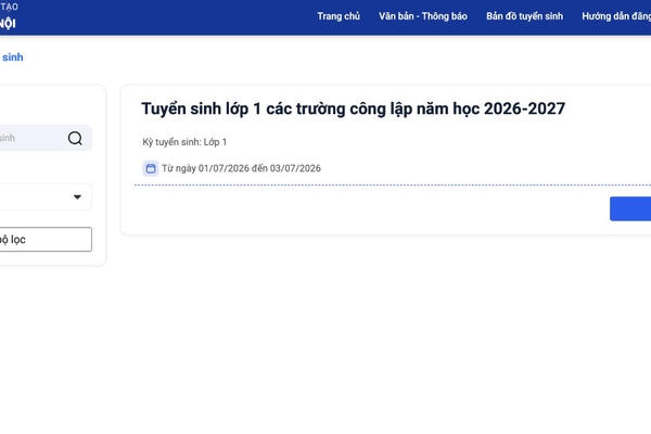 Hà Nội chính thức mở cổng tuyển sinh đầu cấp trực tuyến từ ngày 1/7