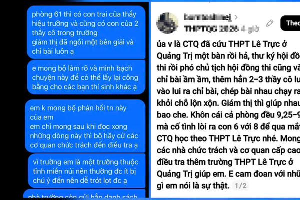 Quảng Trị: Khởi tố 2 bị can liên quan tiêu cực tại điểm thi trường THPT Lê Trực Quảng Trị: Khởi tố 2 bị can liên quan tiêu cực tại điểm thi trường THPT Lê Trực