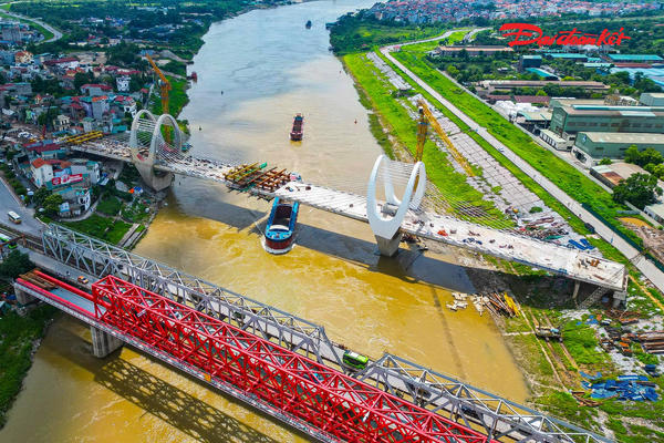 Sắp hợp long cầu Đuống mới, chuẩn bị thông xe sau khoảng 3 năm thi công