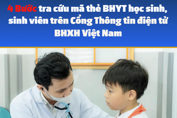 [Infographic] 4 bước tra cứu mã thẻ BHYT học sinh, sinh viên