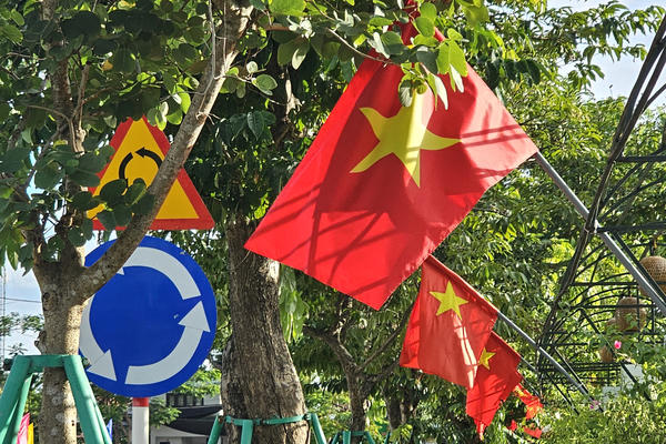 Làng Sen trang trí cờ hoa chào mừng Quốc khánh 2/9
