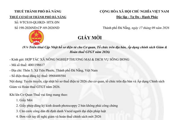 Thuế TP Đà Nẵng cảnh báo tình trạng giả mạo giấy mời của cơ quan thuế