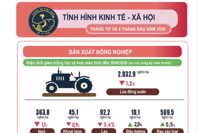 Infographic: Tình hình kinh tế - xã hội tháng Tư và 4 tháng đầu năm 2026