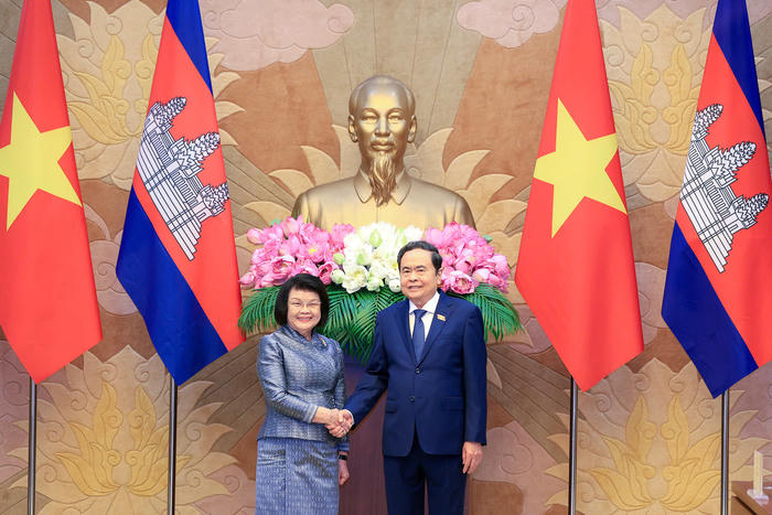 Chủ tịch Quốc hội Trần Thanh Mẫn chủ trì Lễ đón và hội đàm với Chủ tịch Quốc hội Campuchia