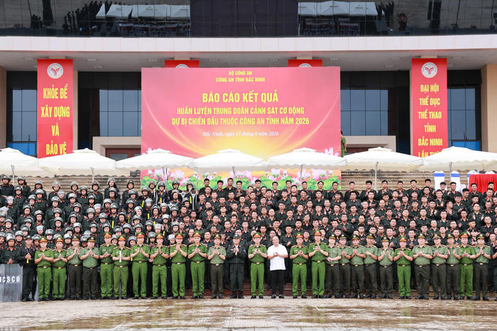 Công an tỉnh Bắc Ninh nghiệm thu kết quả huấn luyện Trung đoàn Cảnh sát Cơ động dự bị chiến đấu năm 2026