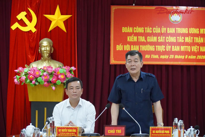 Đoàn kiểm tra của Ủy ban Trung ương MTTQ Việt Nam làm việc tại Hà Tĩnh