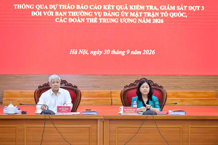 Thông qua dự thảo báo cáo kết quả kiểm tra, giám sát đợt 3 đối với Ban Thường vụ Đảng ủy MTTQ, các đoàn thể Trung ương