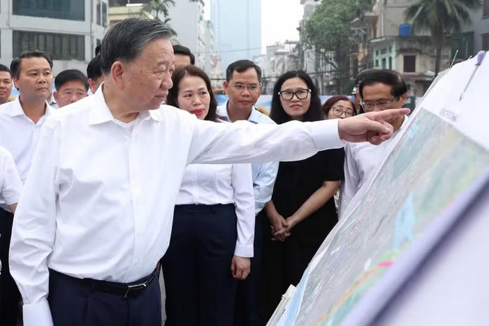 Tổng Bí thư, Chủ tịch nước Tô Lâm kiểm tra tiến độ thi công một số công trình, dự án trọng điểm của Thủ đô