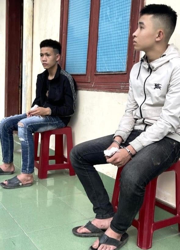 Các đối tượng tại cơ quan Công an. (Ảnh CTV).