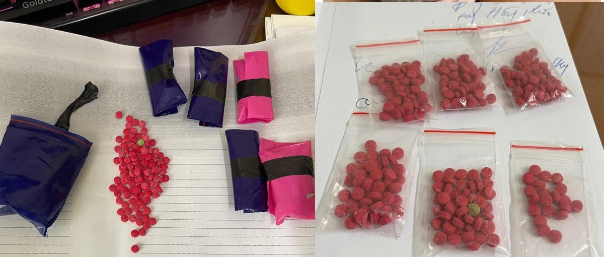 Gần 1.00 viên hồng phiến được thu giữ.