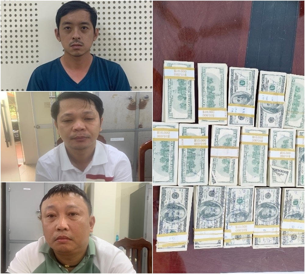Một số bị can cùng tang vật vụ án.