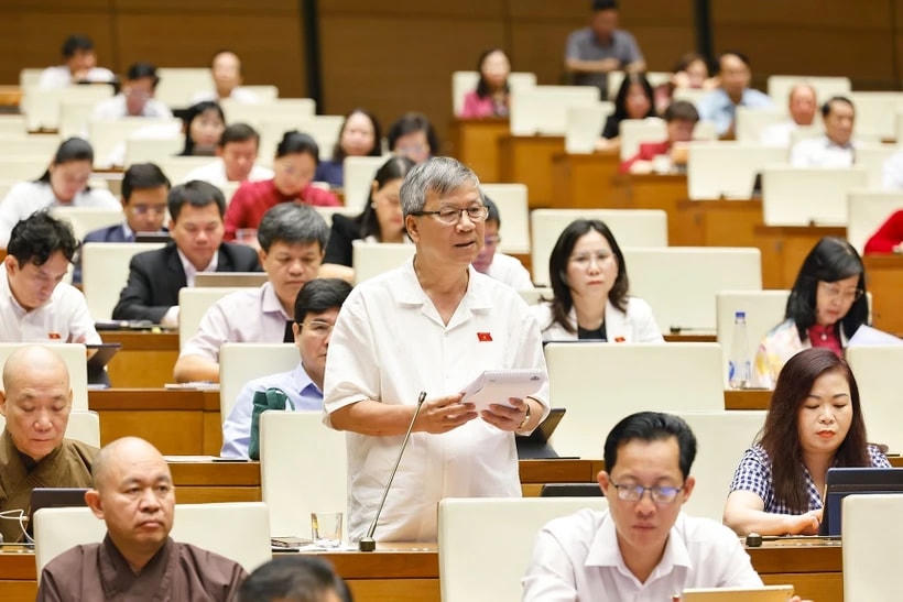 Quốc hội thảo luận tại hội trường về các dự án luật. (Ảnh: TTXVN)