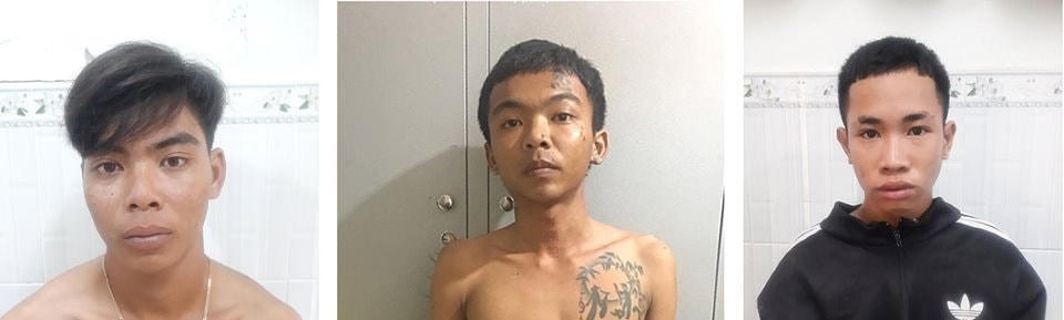 3 đối tượng chém người đi đường (từ trái sang: Lâm Thanh Hoà, Võ Minh Tiên, Nguyễn Đức Thịnh).