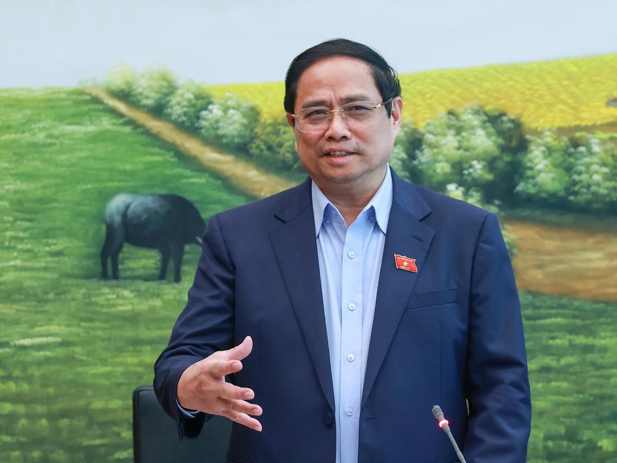 Thủ tướng Phạm Minh Chính phát biểu tại phiên thảo luận tổ. Ảnh: Quang Vinh.