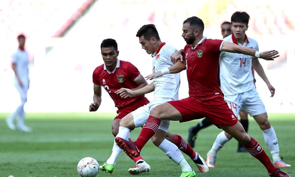 Bán kết lượt đi ĐT Việt Nam đã để ĐT Indonesia cầm hòa với tỉ số 0-0. Ảnh: VFF.