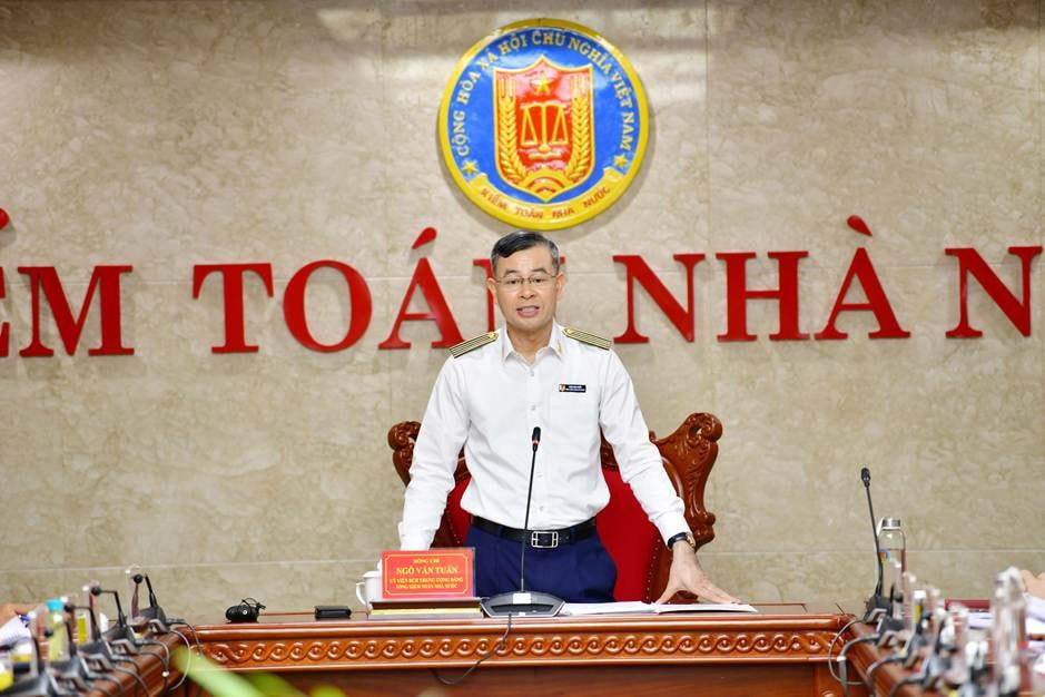 Tổng Kiểm toán nhà nước Ngô Văn Tuấn phát biểu chỉ đạo- Ảnh: M.L