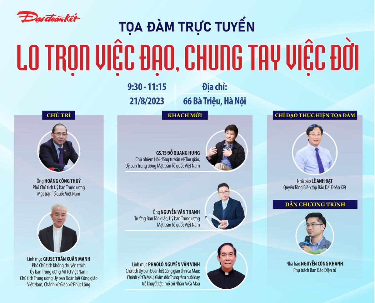 Tọa đàm trực tuyến “Lo trọn việc đạo, chung tay việc đời” được tổ chức vào 9h30 hôm nay (21/8) Ảnh: Hoàng Linh.