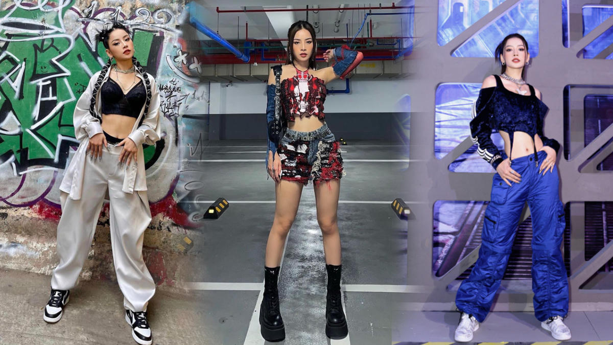 Bra đen thiết kế trên chất liệu vải ren được Chi Pu sử dụng cùng bộ trang phục áo sơ mi, quần âu dáng rộng màu tương phản. Hay các mẫu áo hở eo theo đúng trào lưu đều được Chi Pu cập nhật một cách hiệu quả khi lên sóng cuộc thi nhảy đường phố.