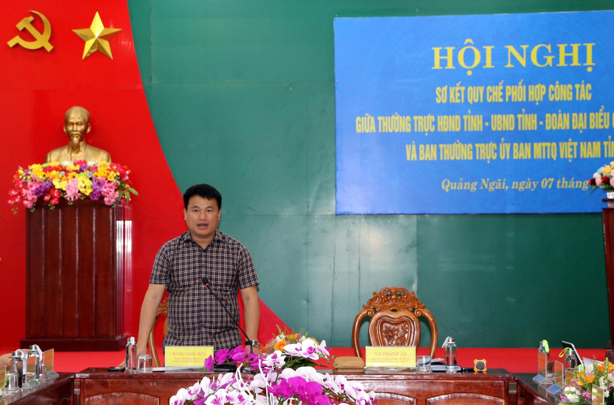 Phó Bí thư Thường trực Tỉnh ủy Quảng Ngãi Đặng Ngọc Huy phát biểu tại Hội nghị.