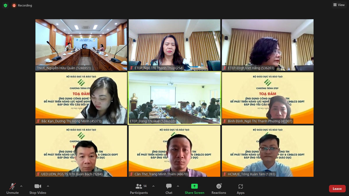 Giáo viên/giảng viên dự tọa đàm trự tuyến ở các điểm cầu (ảnh ETEP).