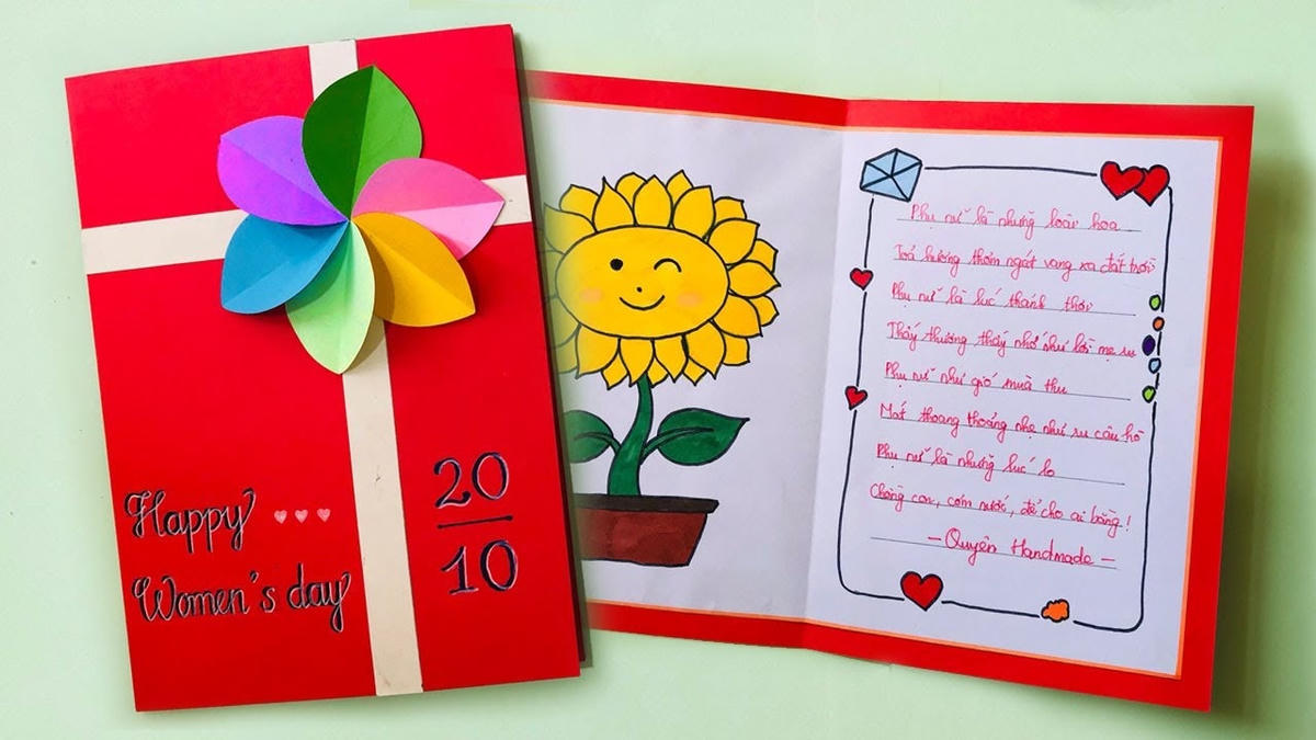Những mẫu thiệp 20-10 handmade đẹp, sinh động