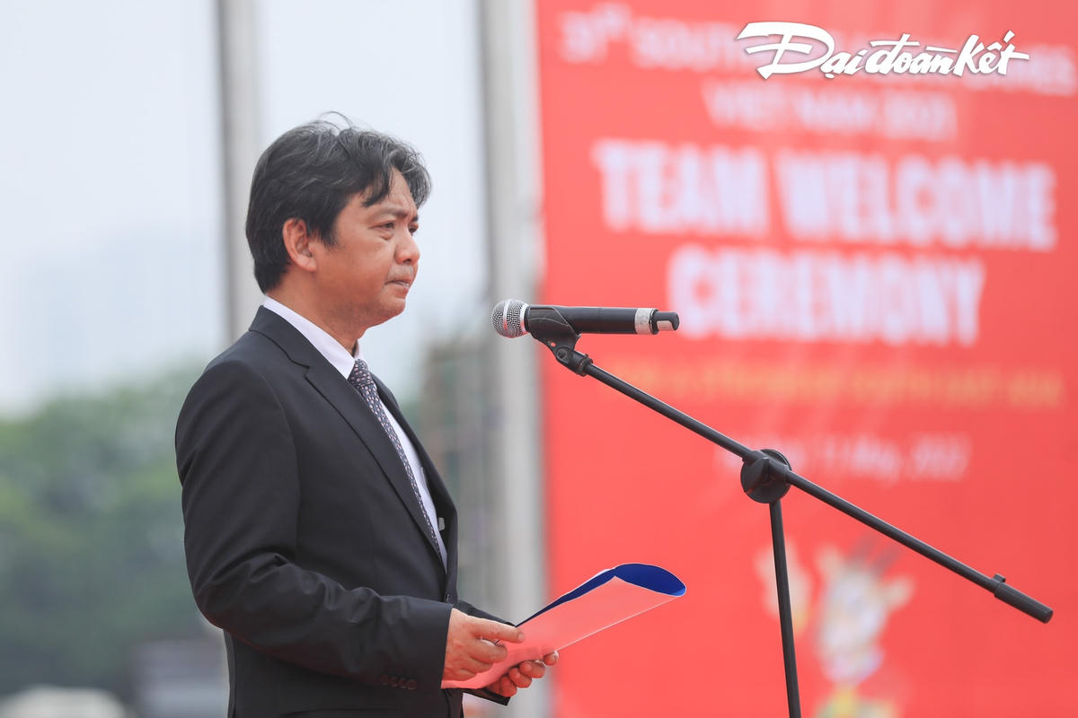 Phát biểu tại buổi lễ, Thứ Trưởng Bộ Văn hóa, Thể thao và Du lịch Hoàng Đạo Cương nhấn mạnh, SEA Games 31 sẽ là đấu trường thể thao hội tụ tinh hoa xuất sắc của thể thao Đông Nam Á và là nơi tranh tài của những vận động viên xuất sắc nhất trong khu vực.