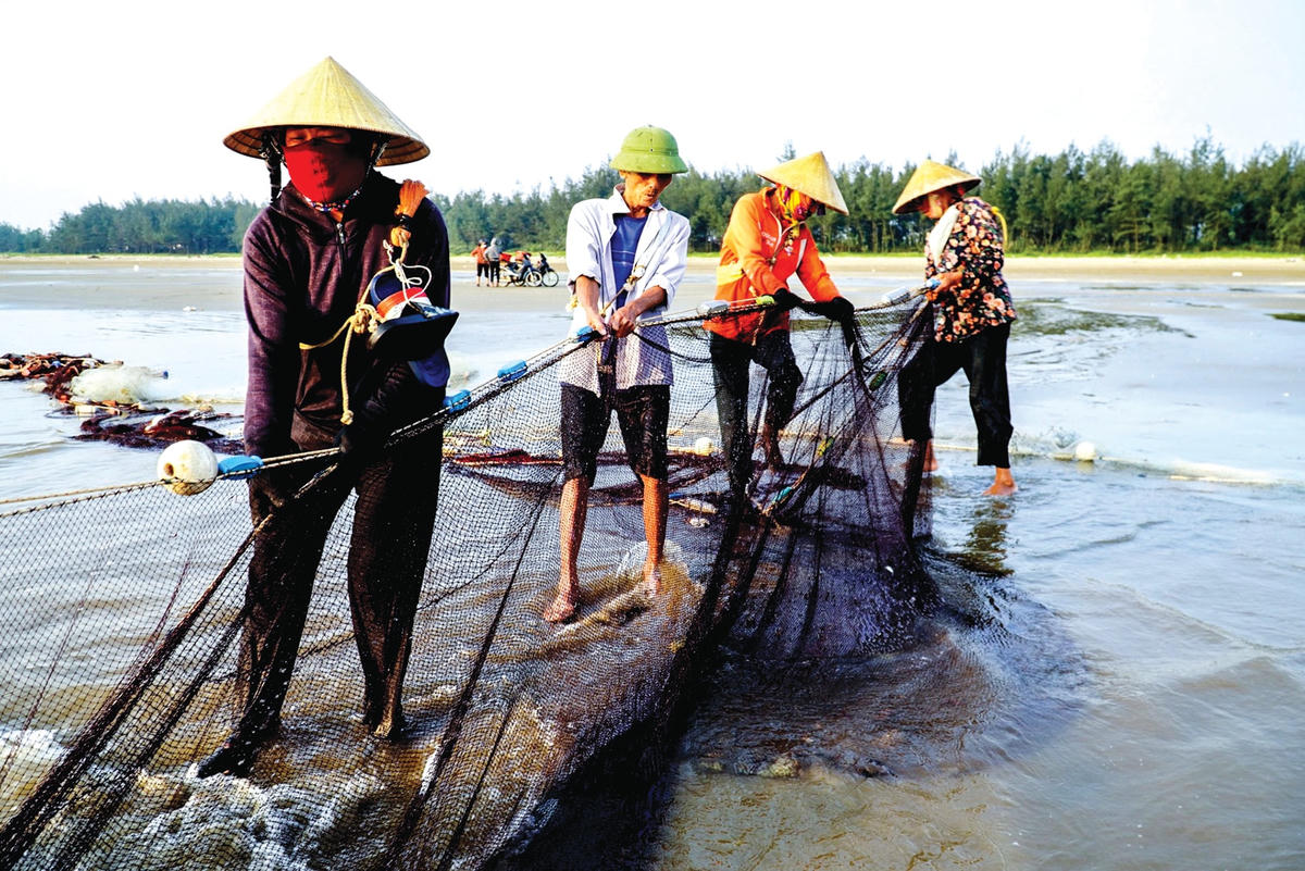 Kéo lưới rùng đòi hỏi lưới phải to, rộng và nhiều người tham gia.