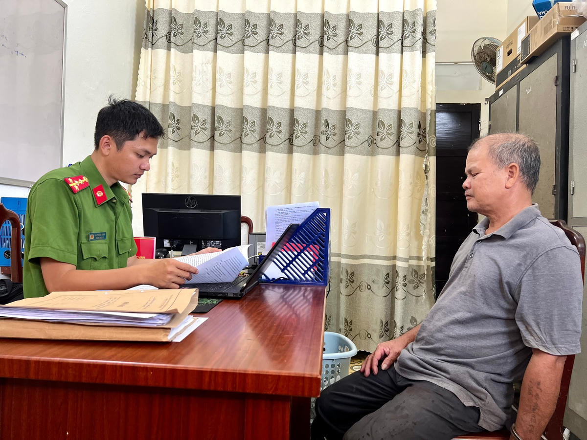 Đối tượng Võ Trọng Tối tại cơ quan Công an.