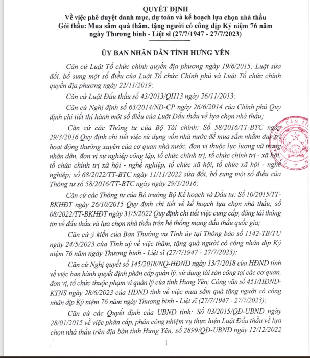 Quyết định phê duyệt của UBND tỉnh Hưng Yên.