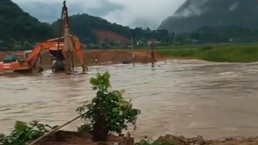 Khu vực đập Đoàn (xã Lũng Niêm), nơi anh Trương Văn Tuân cứu sống 2 cháu bé đang chới với giữa dòng nước.