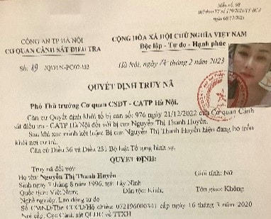 Quyết định truy nã đối với đối tượng.