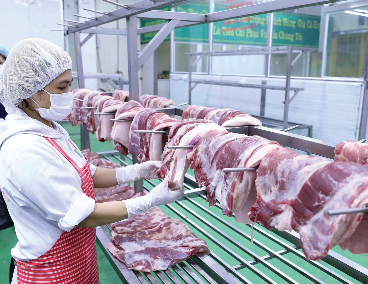 Giá thịt lợn trên thị trường những ngày qua tại một số địa phương đã có xu hướng “hạ nhiệt”. Ảnh: Vũ Sinh.  