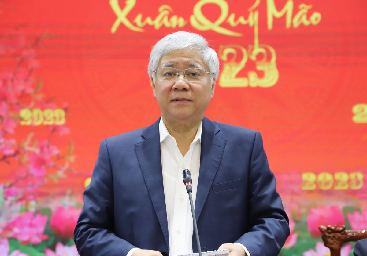 Chủ tịch Đỗ Văn Chiến phát biểu tại buổi gặp mặt.