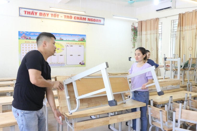 Trường học chuẩn bị cơ sở vật chất cho năm học mới 2022 - 2023.