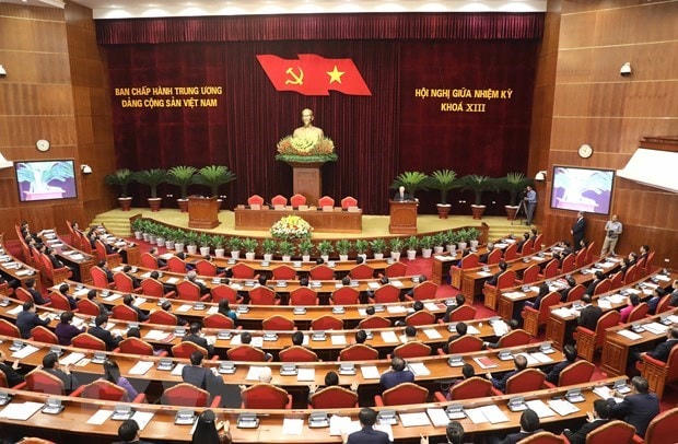 Một phiên họp của Ban Chấp hành Trung ương Đảng khóa XIII. Nguồn: TTXVN.