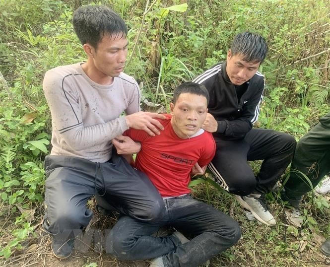 Ban Chuyên án đã phát hiện, bắt giữ đối tượng Lù Xuân Minh. (Ảnh: TTXVN phát).