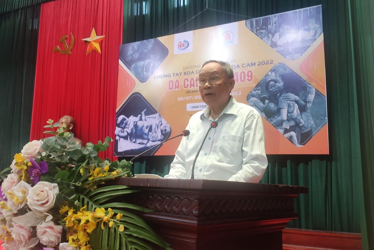 Thượng tướng Nguyễn Văn Rinh, Chủ tịch Hội nạn nhân chất độc da cam/dioxin Việt Nam phát biểu tại Lễ phát động.