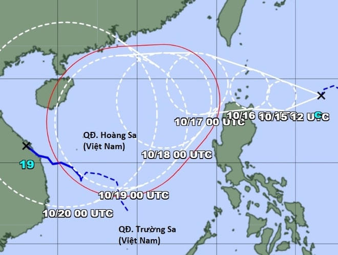 Dự báo đường đi của cơn bão sắp vào Biển Đông, theo mô hình của cơ quan khí tượng Nhật Bản. Ảnh: JMA. (Nguồn: Zingnews).