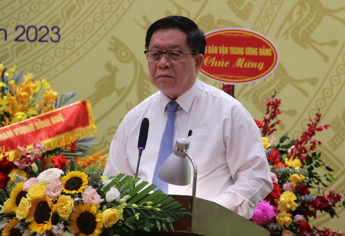 Bí Thư Trung ương Đảng, Trưởng Ban Tuyên giáo Trung ương Nguyễn Trọng Nghĩa phát biểu tại Đại hội.