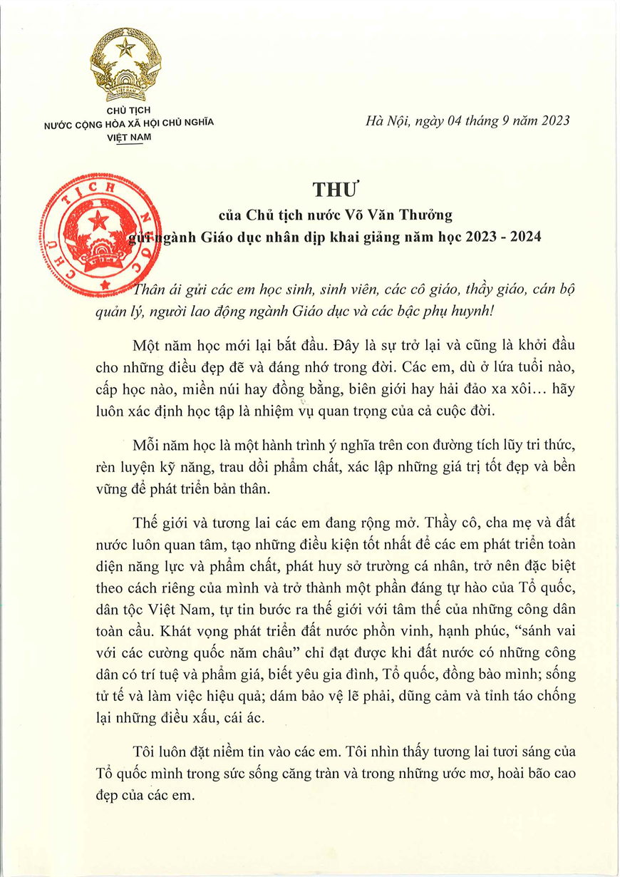 Chủ tịch nước: Học tập là nhiệm vụ quan trọng cả đời