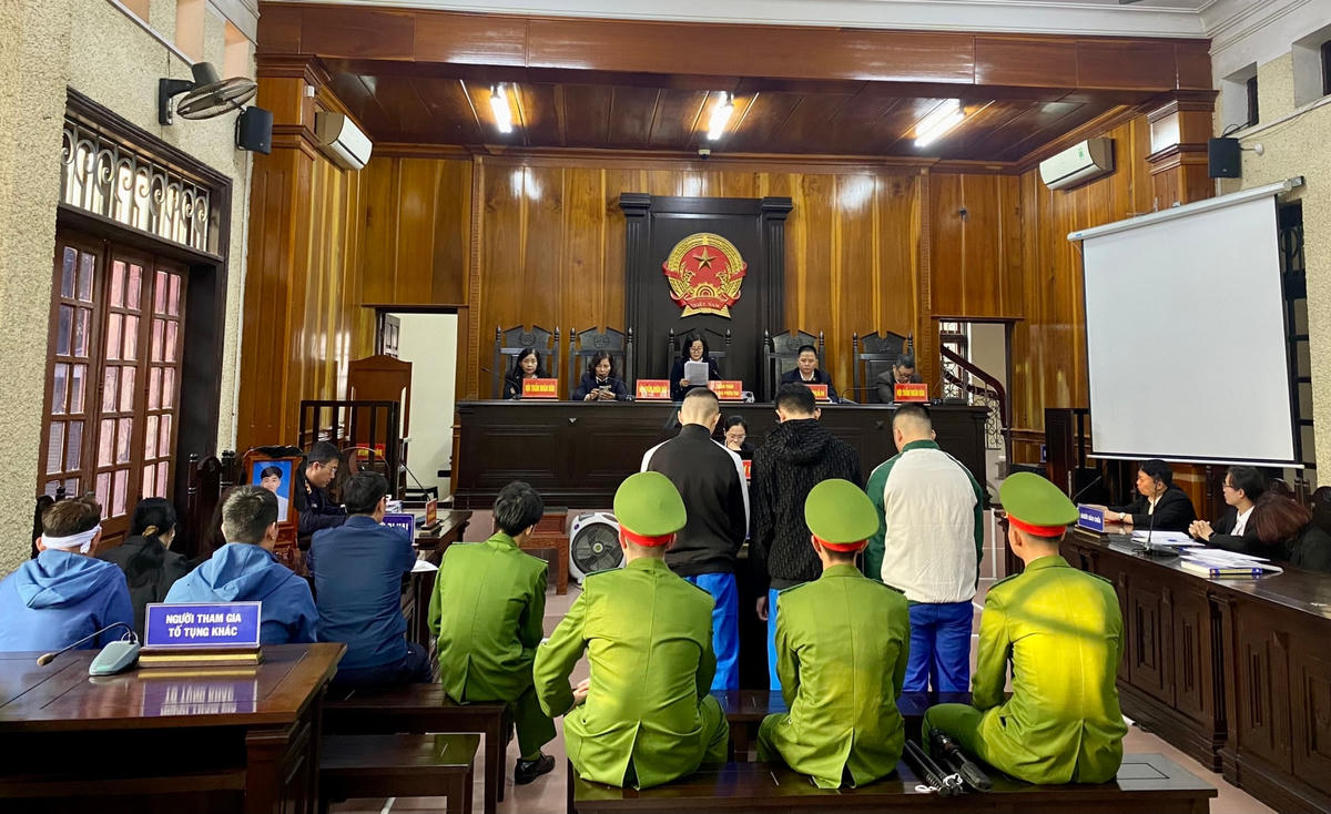 Quang cảnh phiên xét xử sơ thẩm.