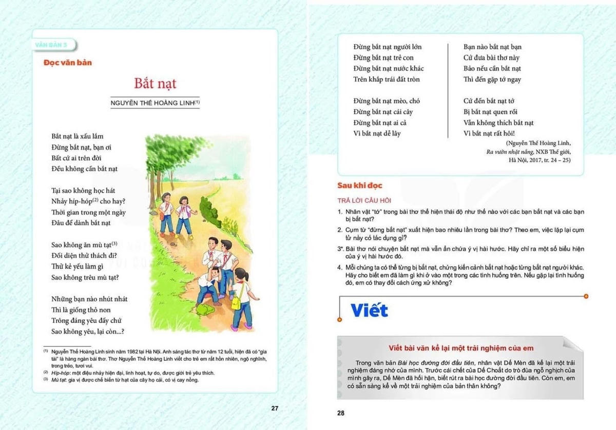 Bài thơ Bắt nạt trong sách giáo khoa Ngữ văn lớp 6 thuộc bộ sách Kết nối tri thức với cuộc sống.