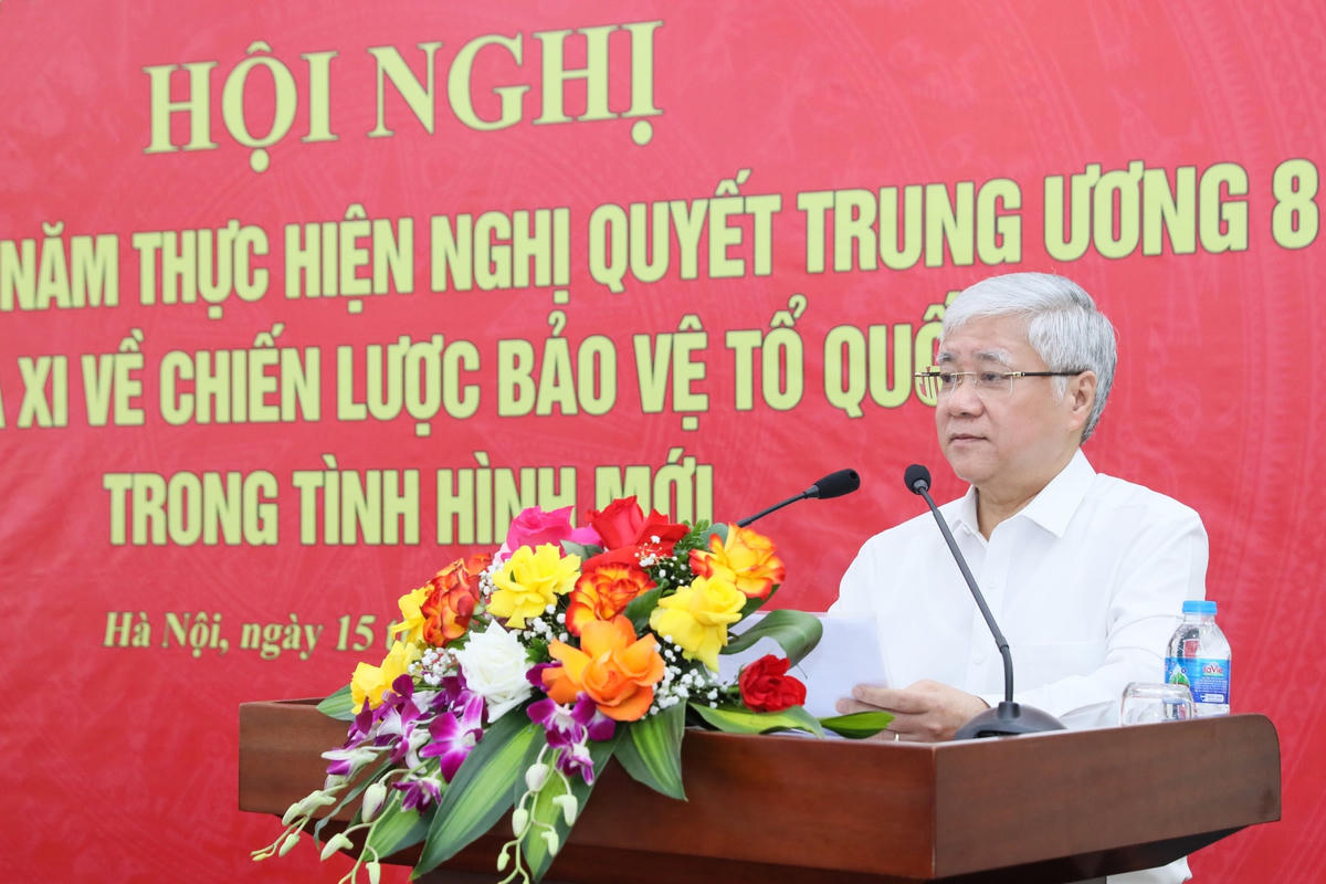 Bí thư Trung ương Đảng, Chủ tịch UBTƯ MTTQ Việt Nam Đỗ Văn Chiến phát biểu tại Hội nghị.