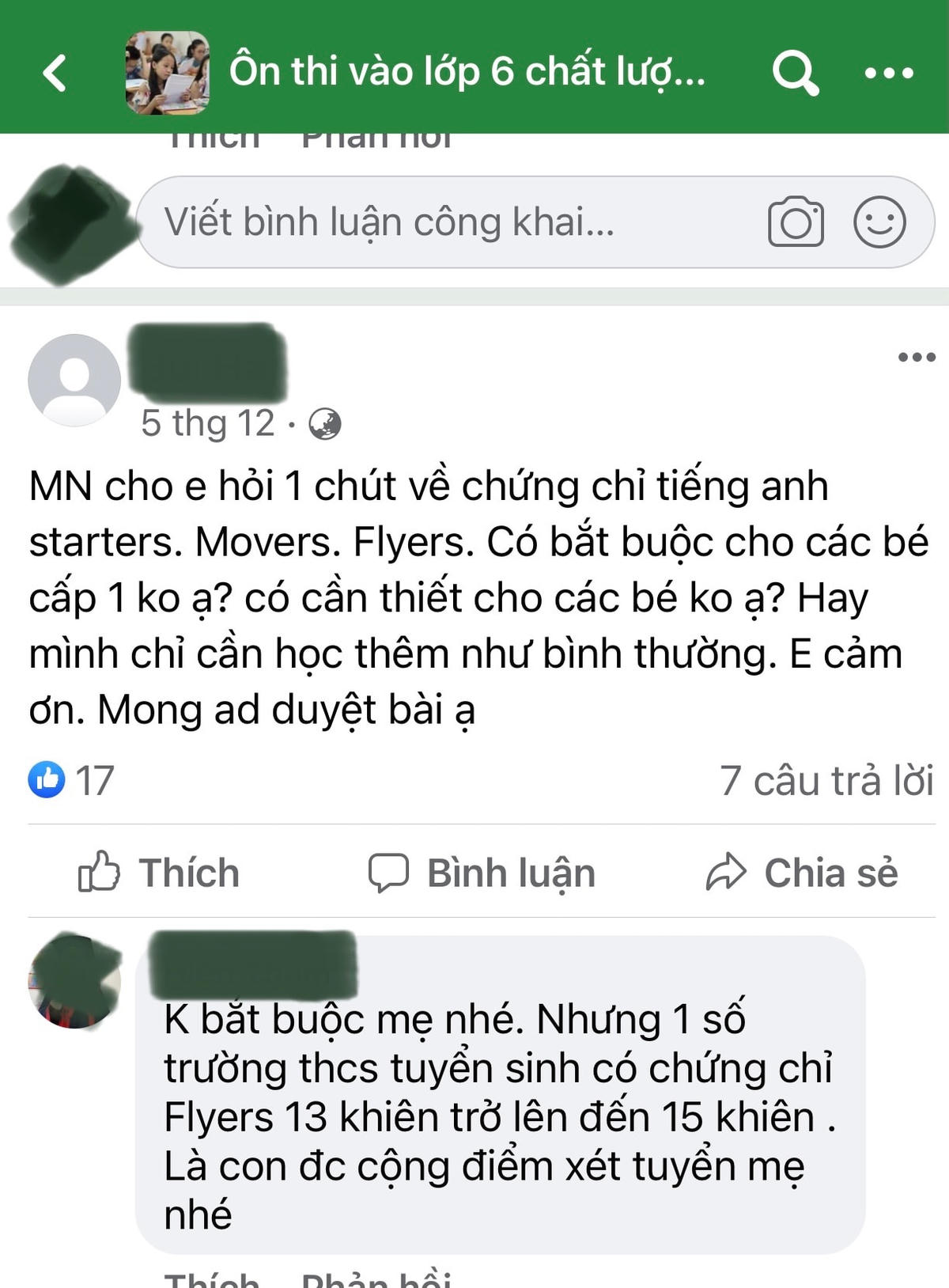 Thông tin về các chứng chỉ ngoại ngữ quốc tế được nhiều phụ huynh quan tâm.
